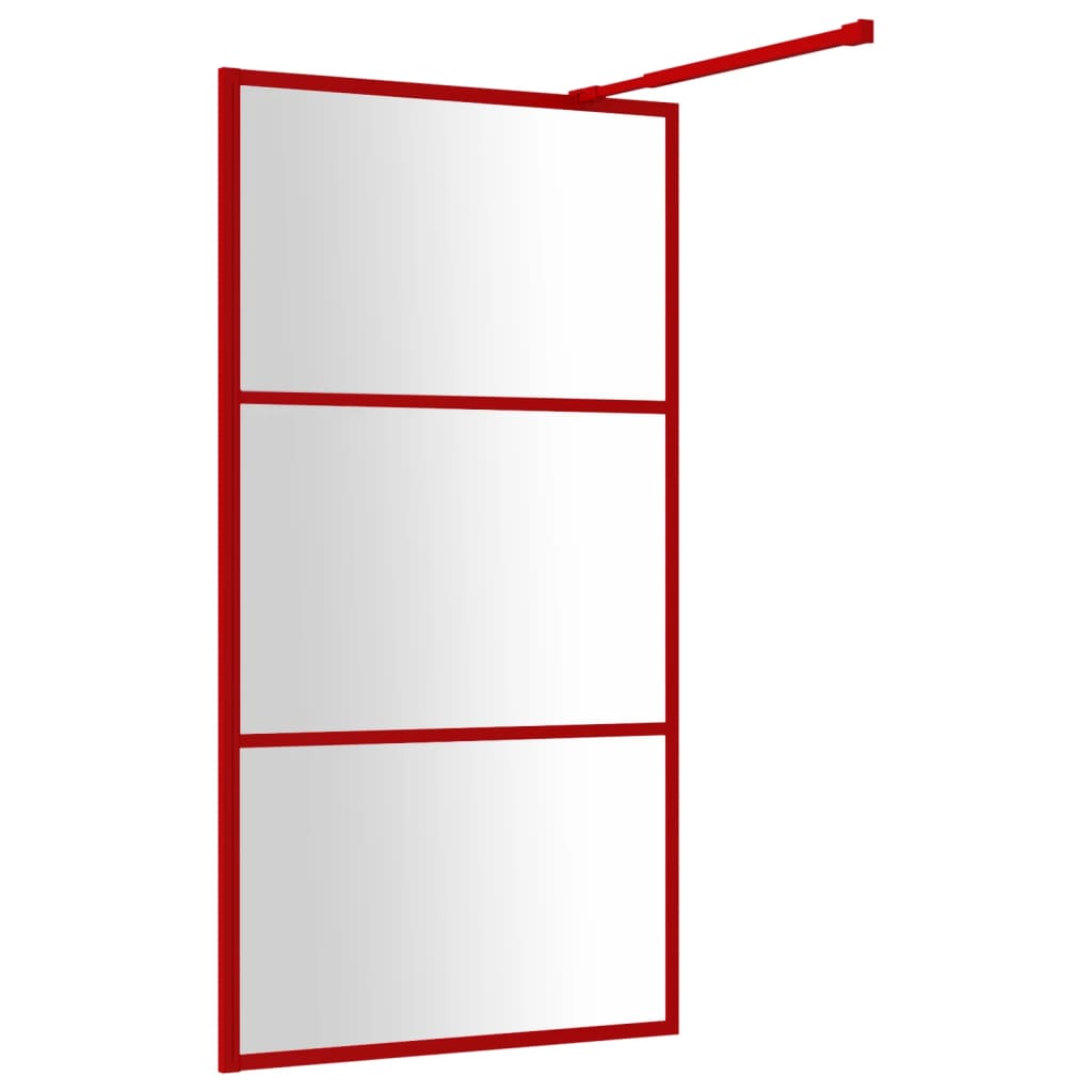 Inloopdouchewand Transparant 115X195 Cm Esg-Glas Rood 115 x 195 cm Doorzichtig