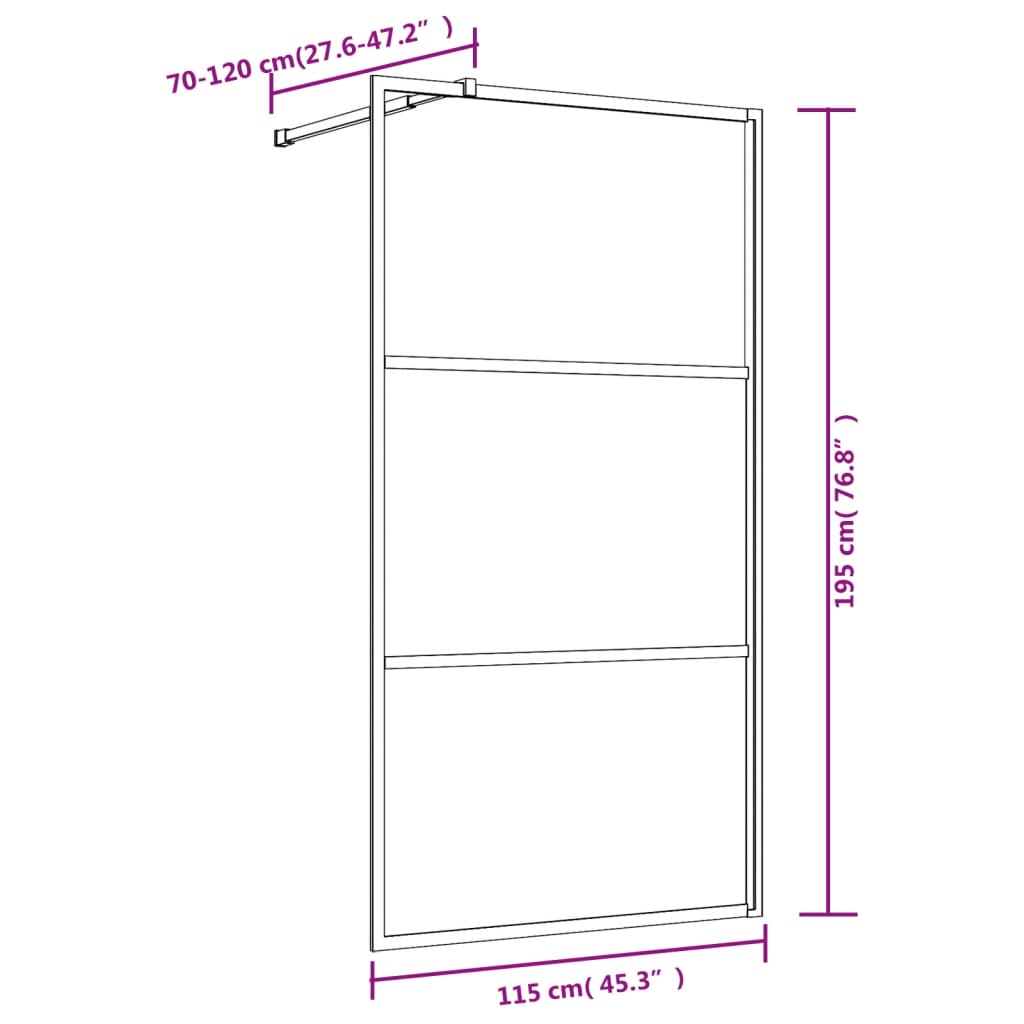 Inloopdouchewand Transparant 115X195 Cm Esg-Glas Rood 115 x 195 cm Doorzichtig