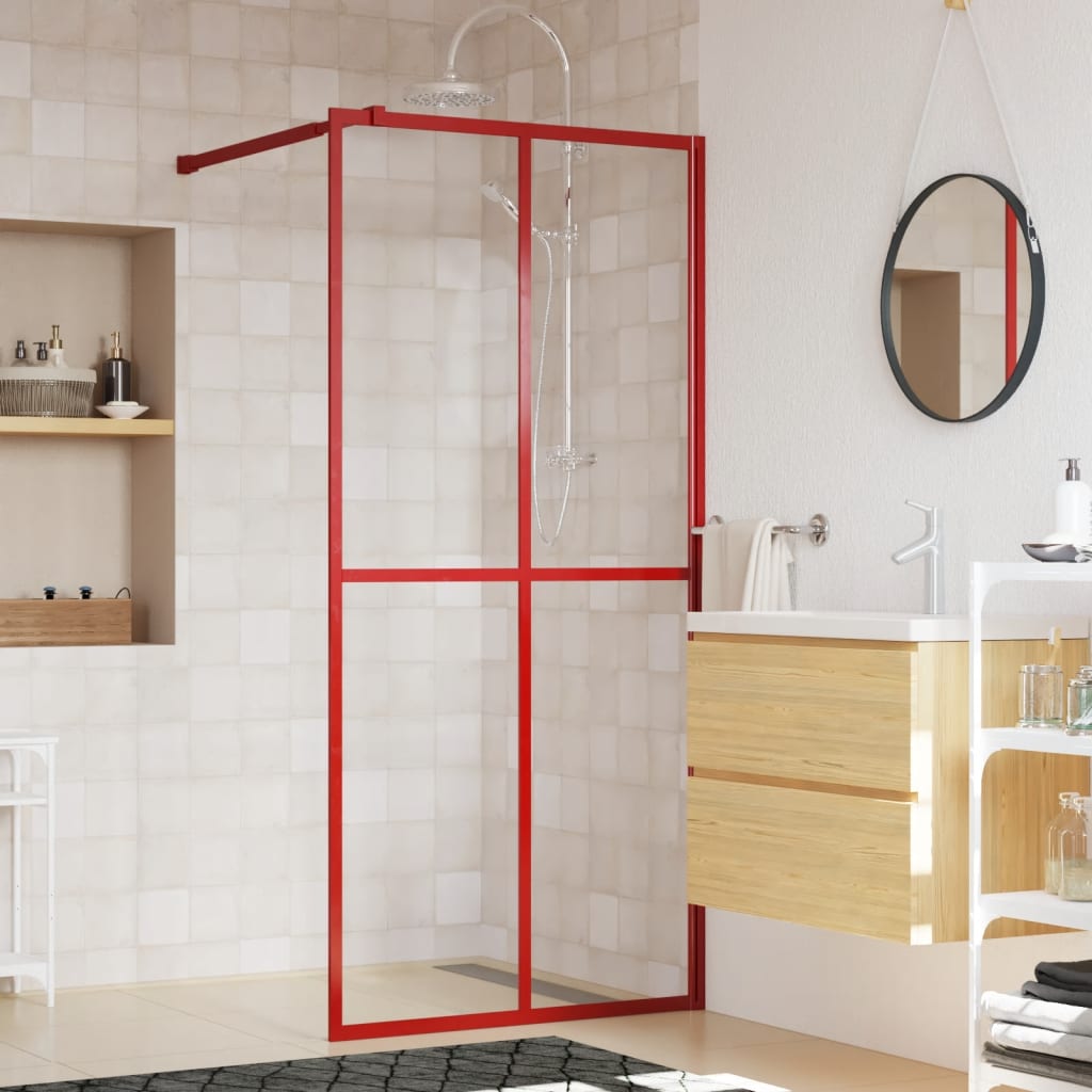 Inloopdouchewand Transparant 80X195 Cm Esg-Glas Rood 80 x 195 cm