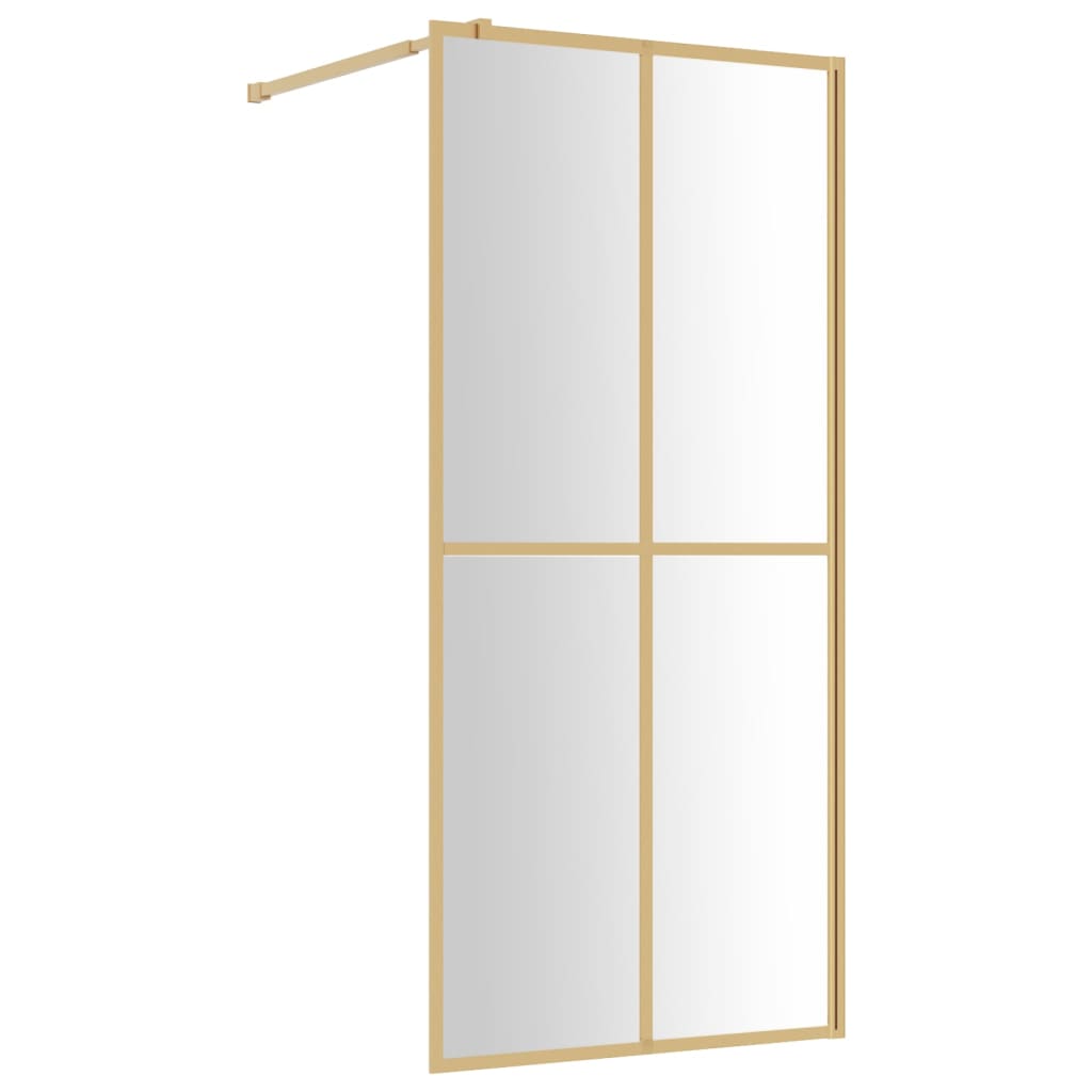 Inloopdouchewand Transparant 100X195 Cm Esg-Glas Goudkleurig 100 x 195 cm