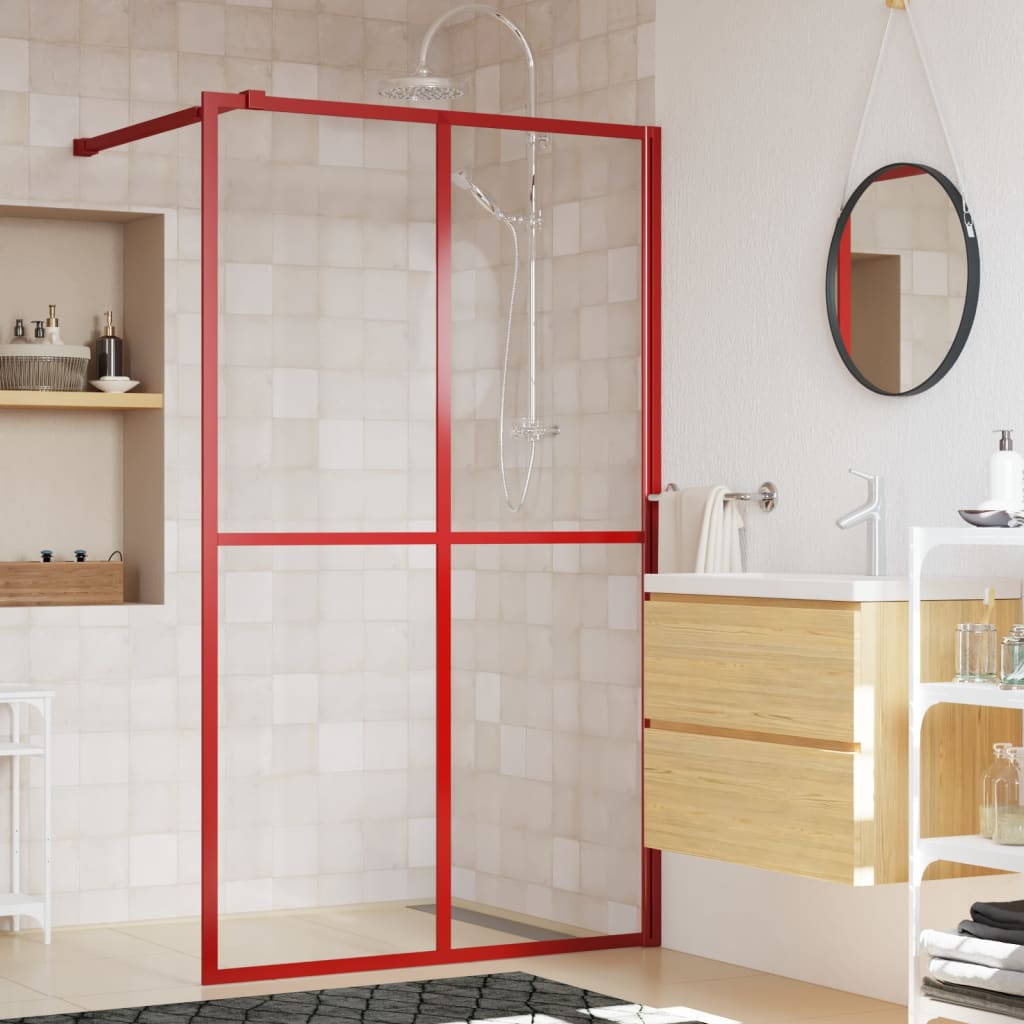 Inloopdouchewand Transparant 140X195 Cm Esg-Glas Rood 140 x 195 cm