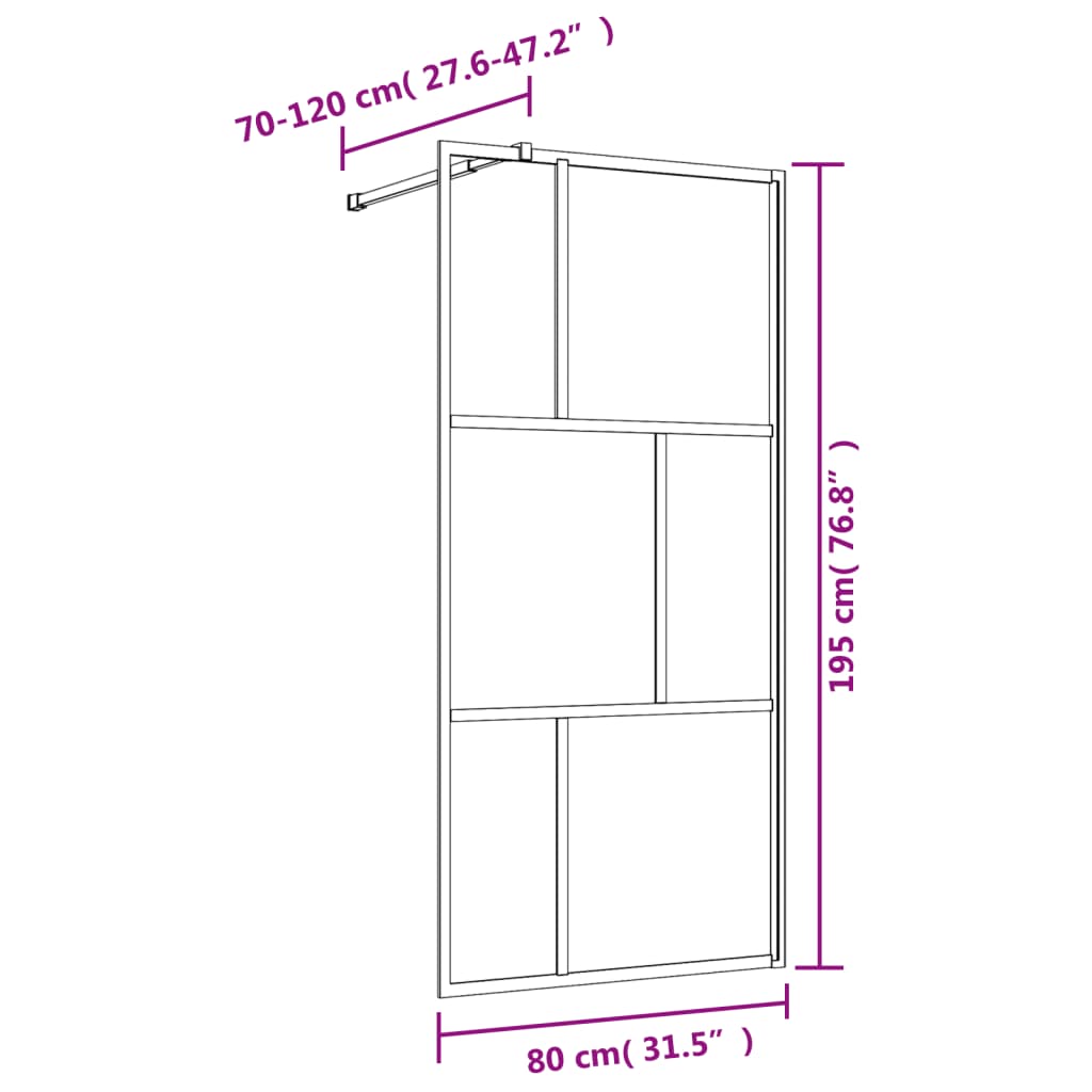 Inloopdouchewand Transparant 80X195 Cm Esg-Glas Rood 80 x 195 cm