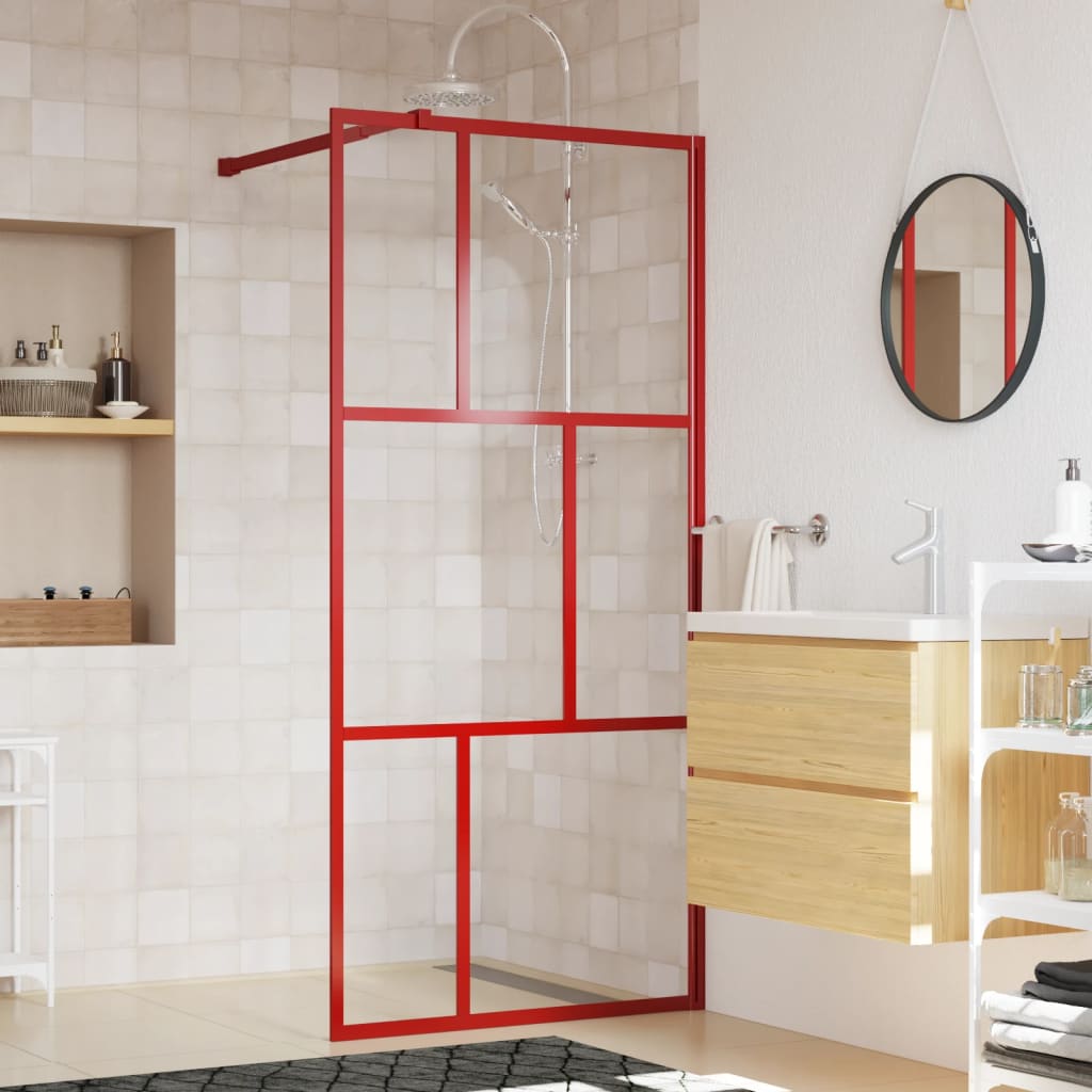 Inloopdouchewand Transparant 80X195 Cm Esg-Glas Rood 80 x 195 cm