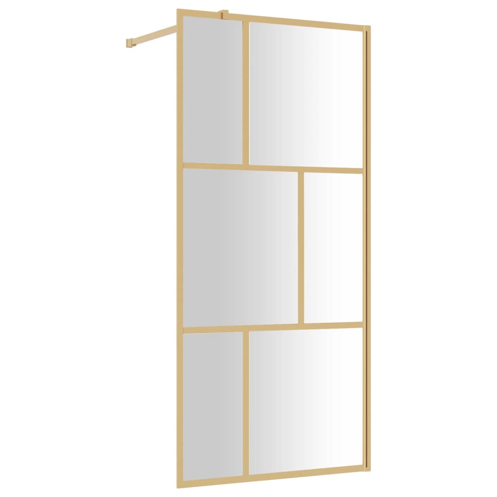 Inloopdouchewand Transparant 90X195 Cm Esg-Glas Goudkleurig 90 x 195 cm