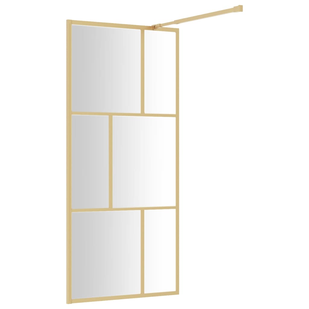 Inloopdouchewand Transparant 90X195 Cm Esg-Glas Goudkleurig 90 x 195 cm