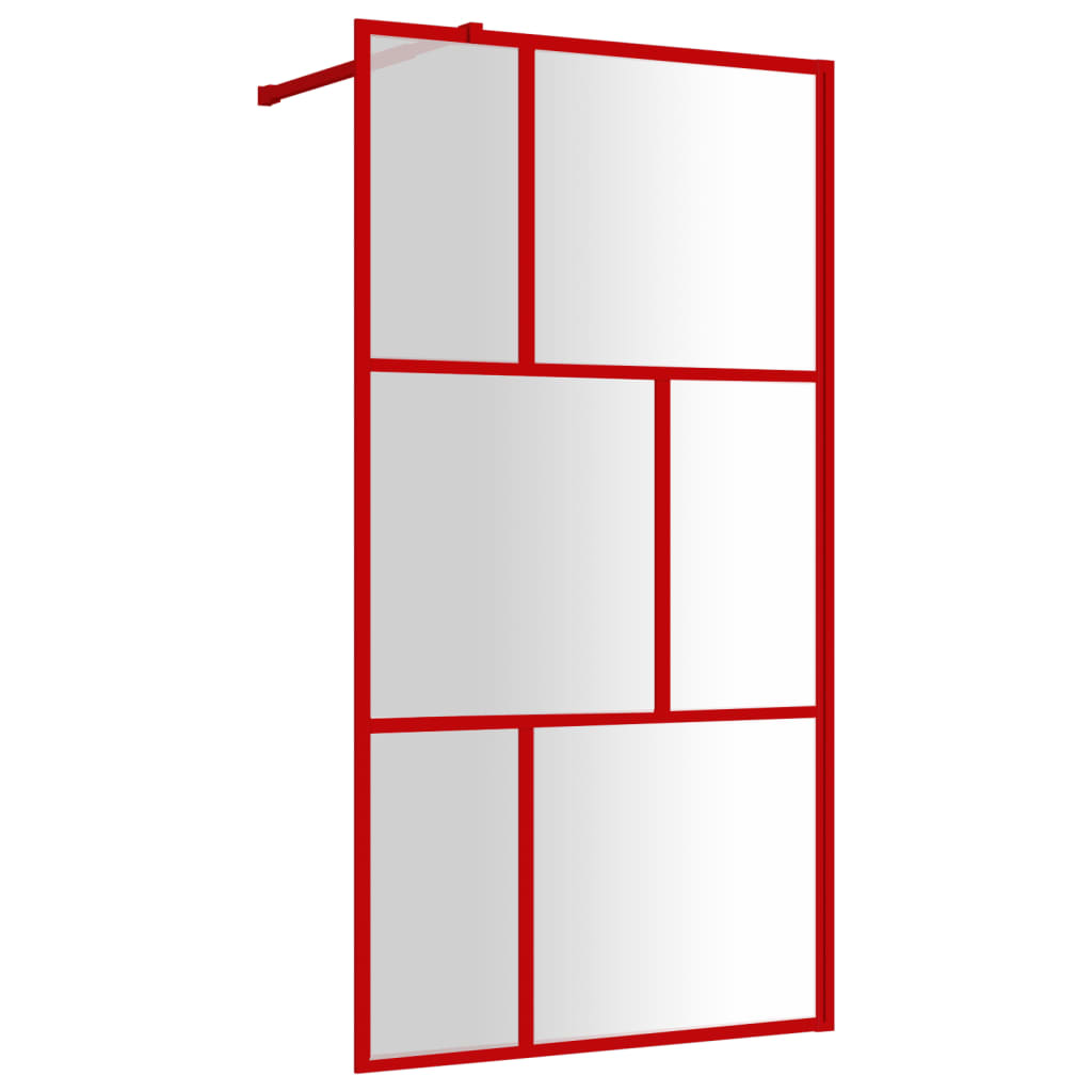 Inloopdouchewand transparant 100x195 cm ESG-glas rood