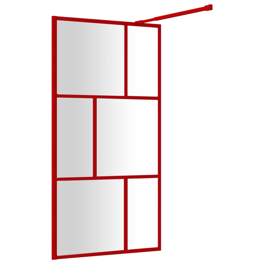 Inloopdouchewand transparant 100x195 cm ESG-glas rood