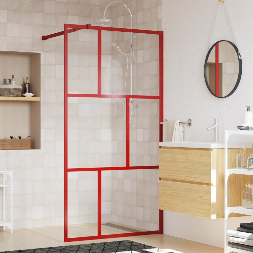 Inloopdouchewand transparant 100x195 cm ESG-glas rood