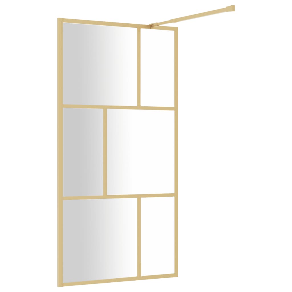 Inloopdouchewand Transparant 100X195 Cm Esg-Glas Goudkleurig 100 x 195 cm