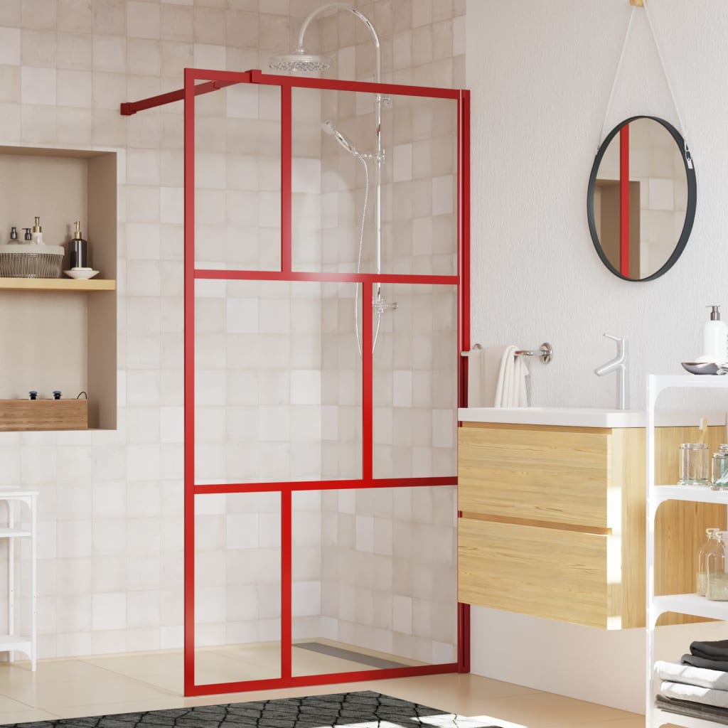 Inloopdouchewand Transparant 115X195 Cm Esg-Glas Rood 115 x 195 cm