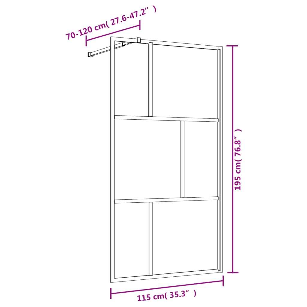 Inloopdouchewand transparant 115x195 cm ESG-glas goudkleurig