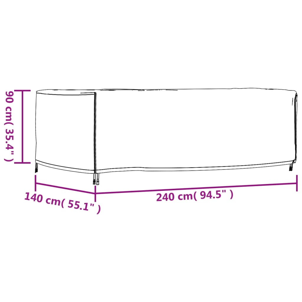 Tuinmeubelhoes waterdicht 420D 240x140x90 cm zwart