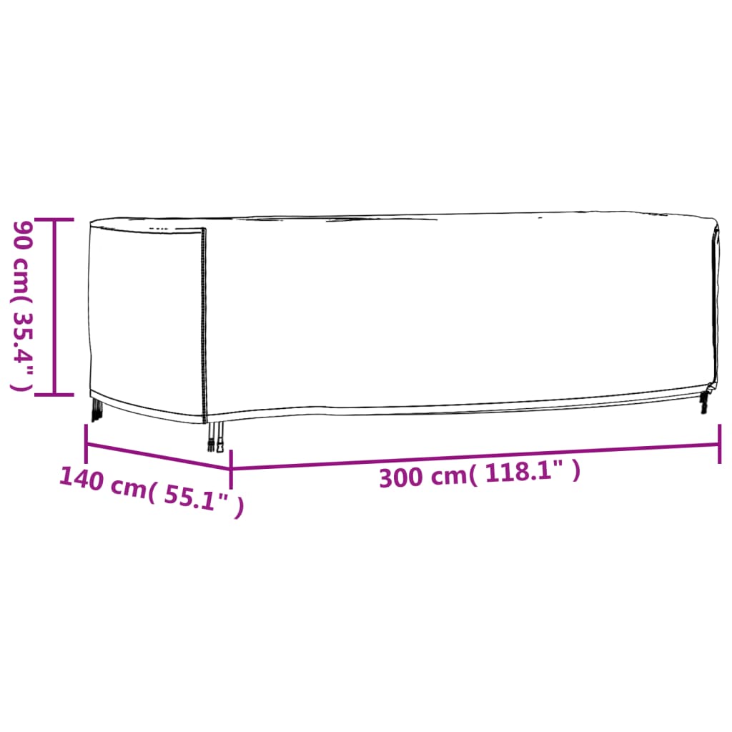 Tuinmeubelhoes waterdicht 420D 300x140x90 cm zwart