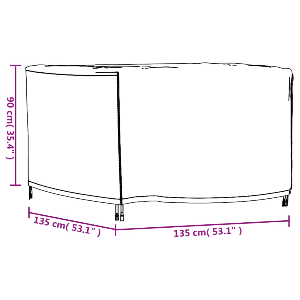 Tuinmeubelhoes waterdicht 420D 135x135x90 cm zwart