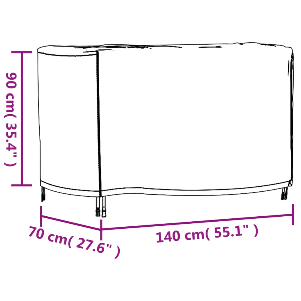 Tuinmeubelhoes waterdicht 420D 140x70x90 cm zwart