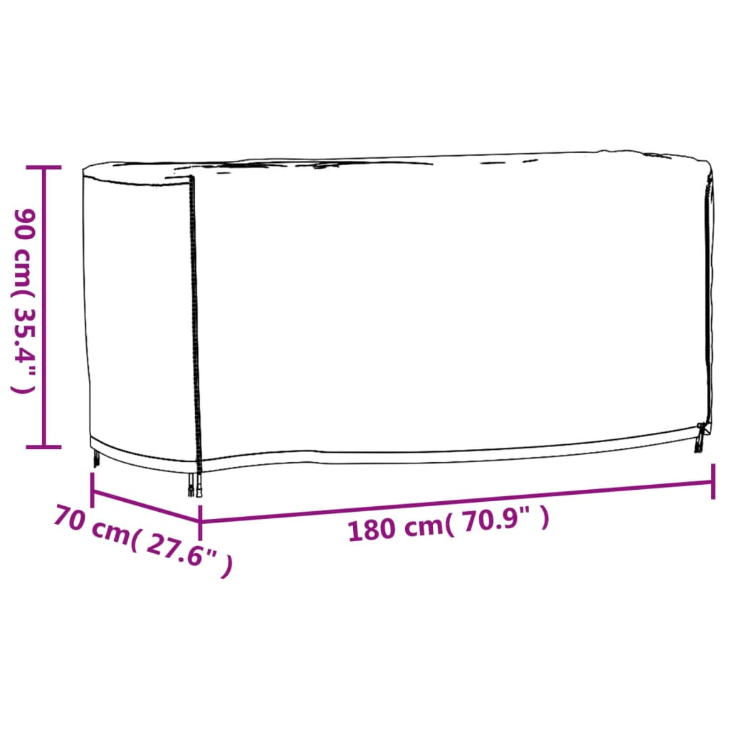 Tuinmeubelhoes waterdicht 420D 180x70x90 cm zwart