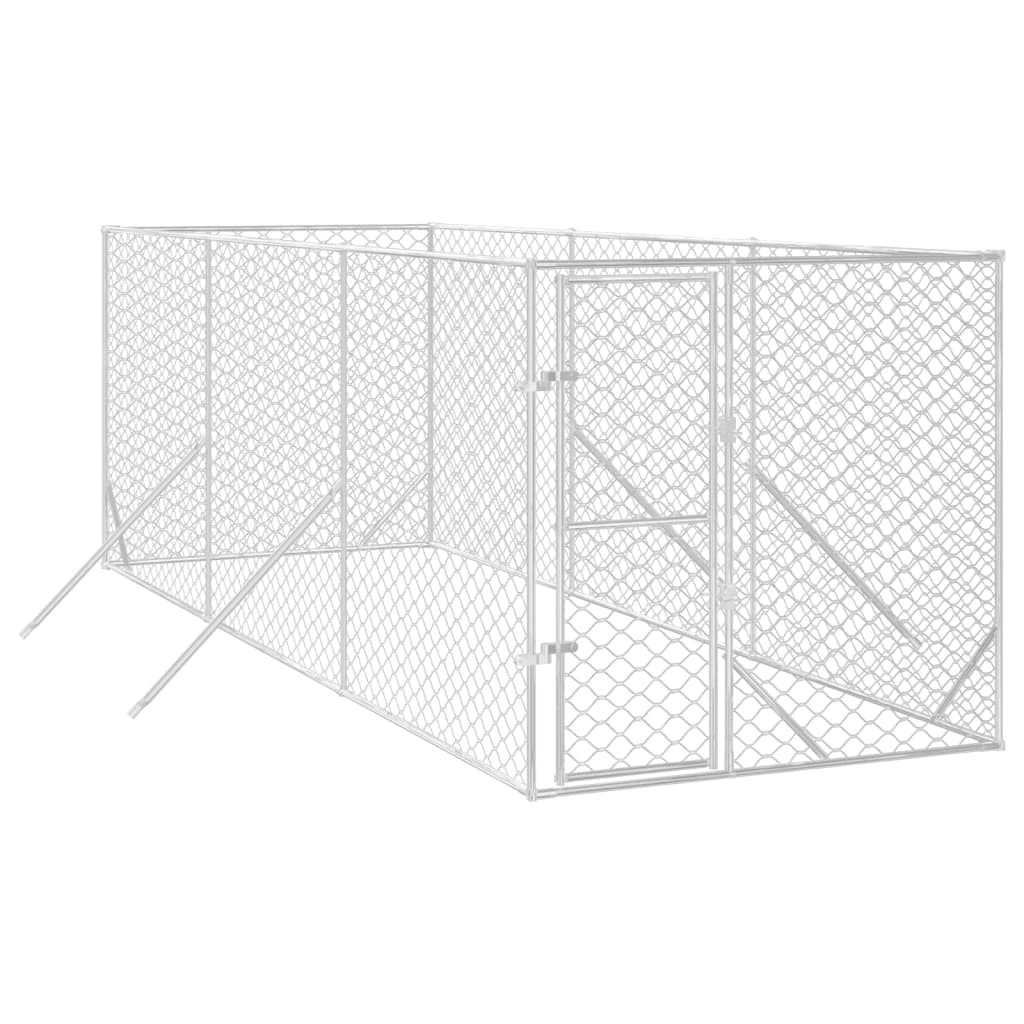 Hondenkennel voor buiten 2x6x2 m gegalvaniseerd staal zilver