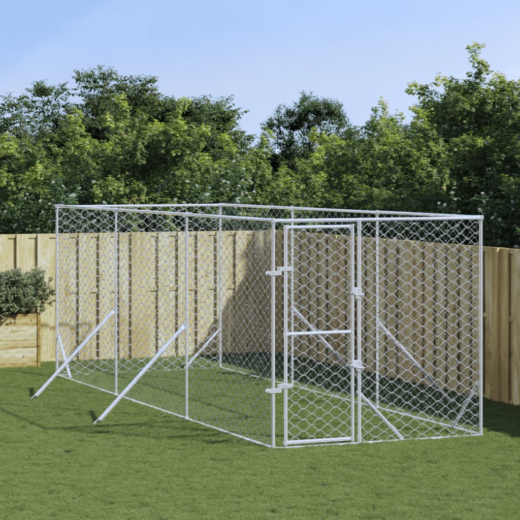 Hondenkennel voor buiten 2x6x2 m gegalvaniseerd staal zilver
