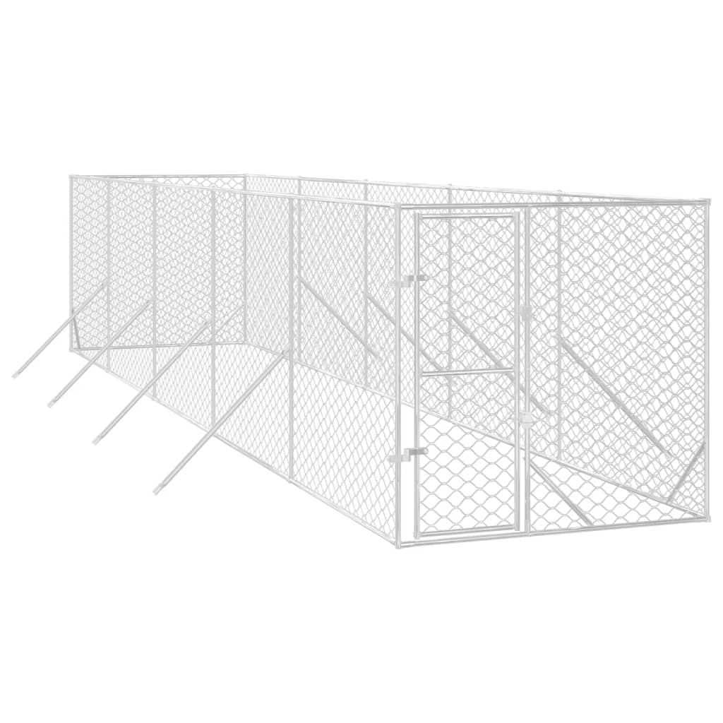 Hondenkennel voor buiten 2x10x2 m gegalvaniseerd staal zilver