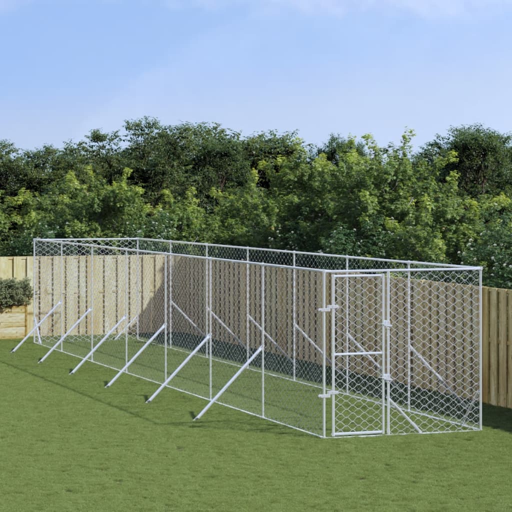 Hondenkennel voor buiten 2x14x2 m gegalvaniseerd staal zilver