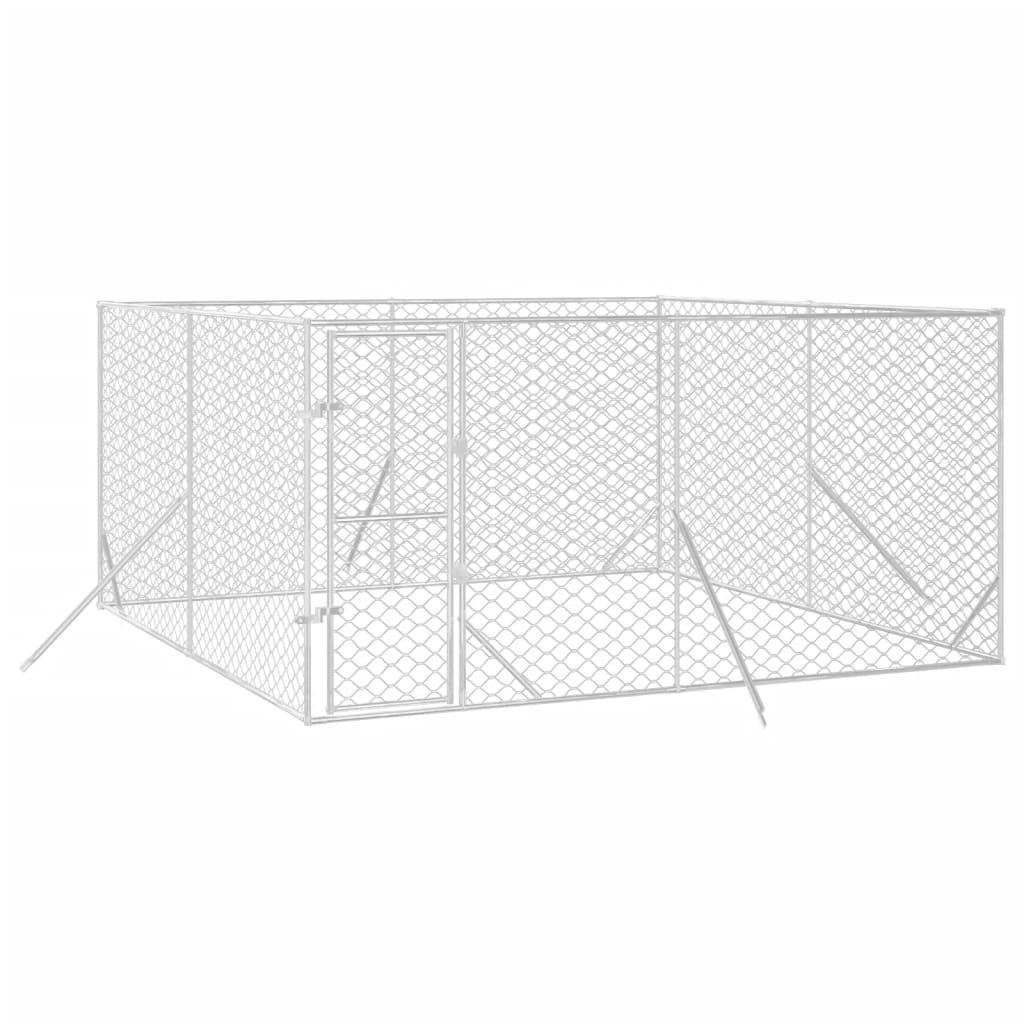 Hondenkennel voor buiten 4x4x2 m gegalvaniseerd staal zilver