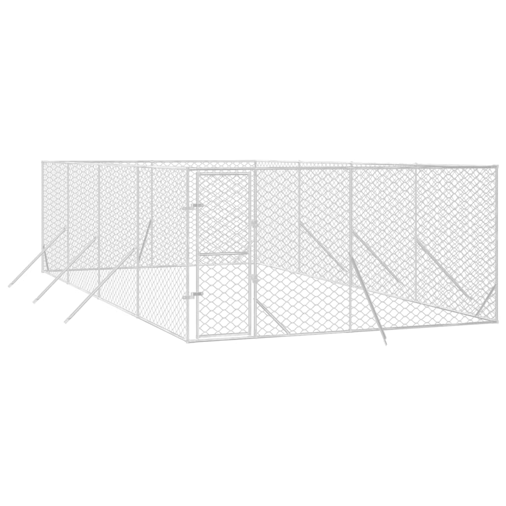 Hondenkennel voor buiten 4x8x2 m gegalvaniseerd staal zilver