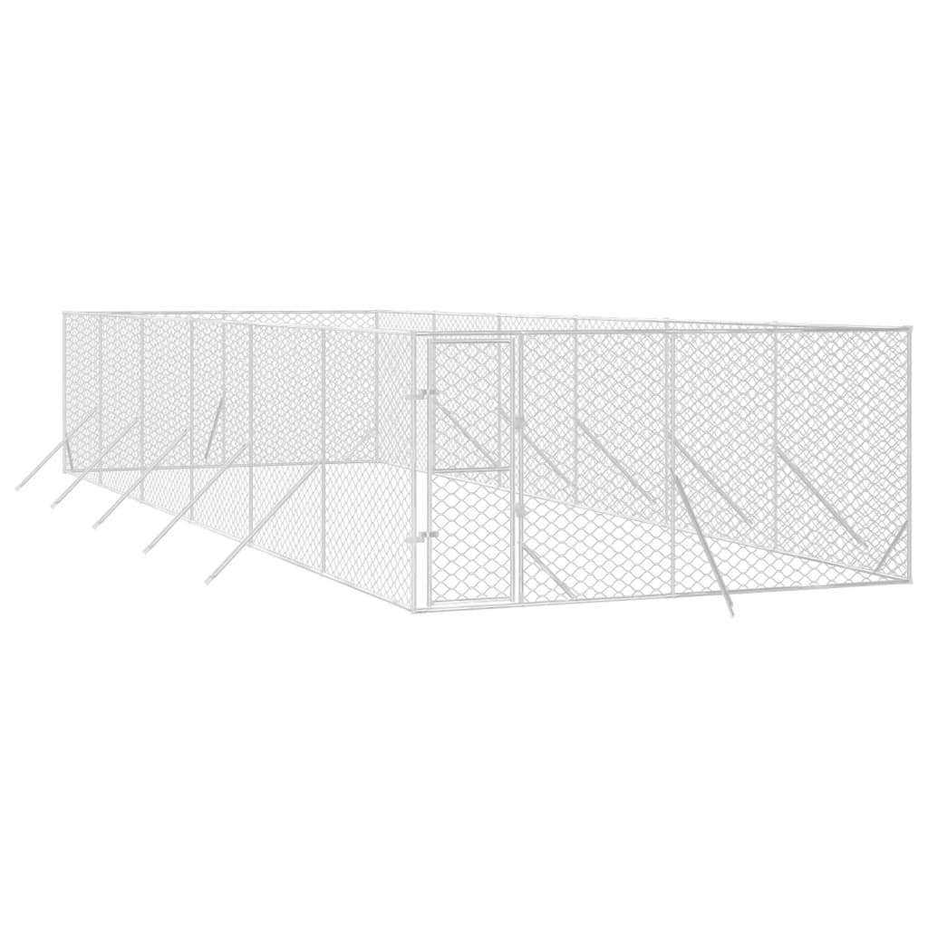 Hondenkennel voor buiten 4x12x2 m gegalvaniseerd staal zilver