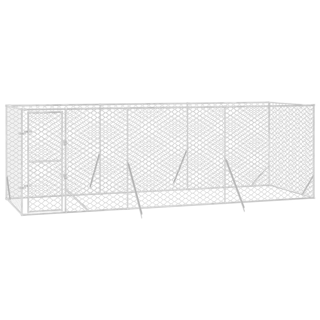 Hondenkennel voor buiten 6x2x2 m gegalvaniseerd staal zilver