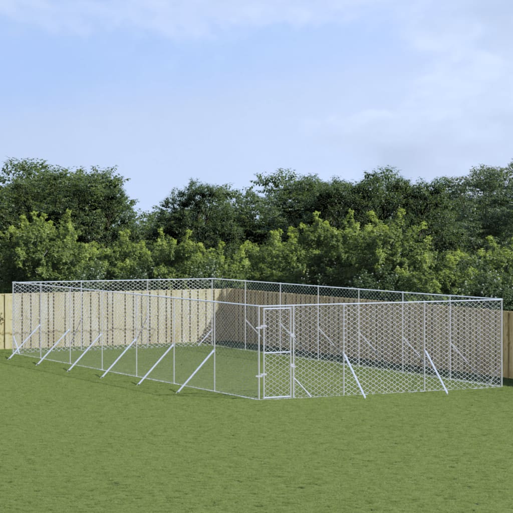 Hondenkennel voor buiten 6x14x2 m gegalvaniseerd staal zilver
