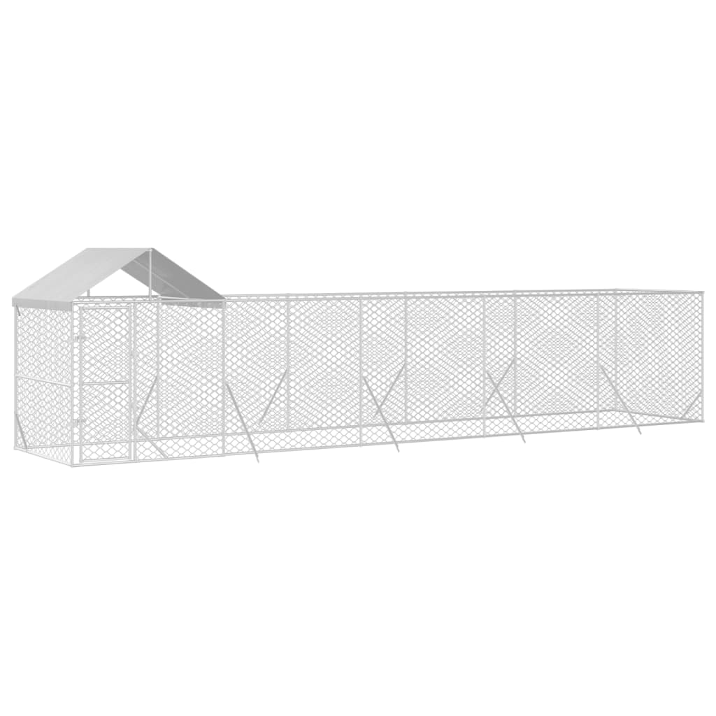 Hondenkennel met dak 10x2x2,5 m gegalvaniseerd staal zilver