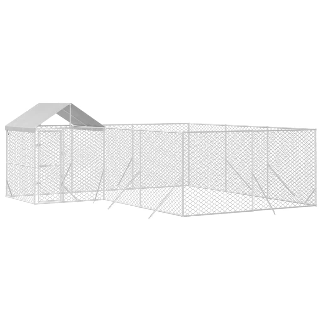 Hondenkennel met dak 6x6x2,5 m gegalvaniseerd staal zilver