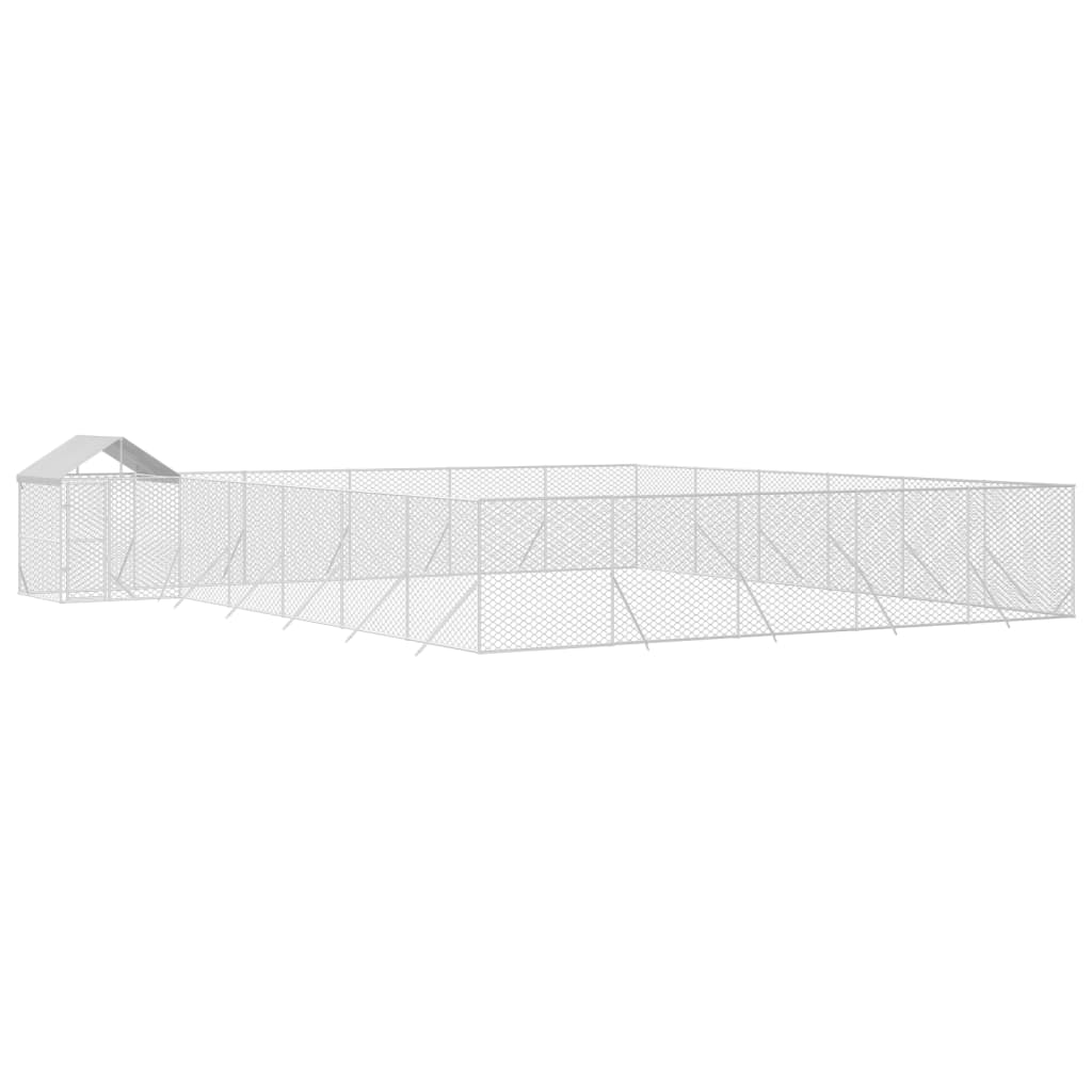 Hondenkennel met dak 12x12x2,5 m gegalvaniseerd staal zilver