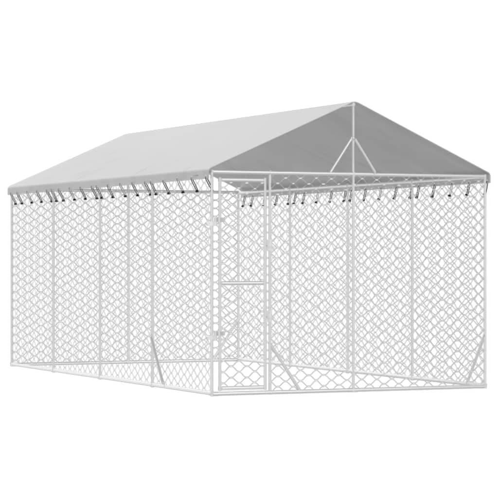Hondenkennel met dak 3x6x2,5 m gegalvaniseerd staal zilverkleur