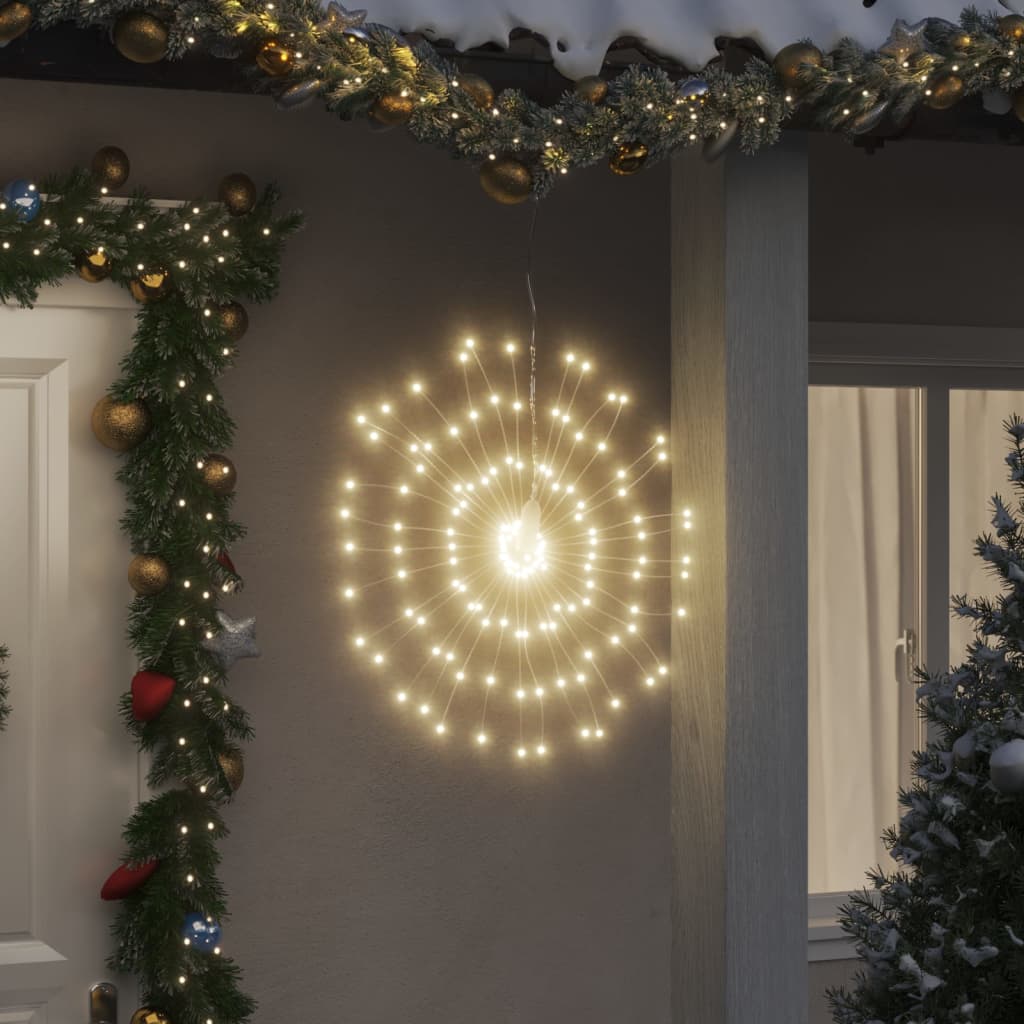 Kerstverlichting vuurwerk 2 st 140 warmwitte LED's 17 cm