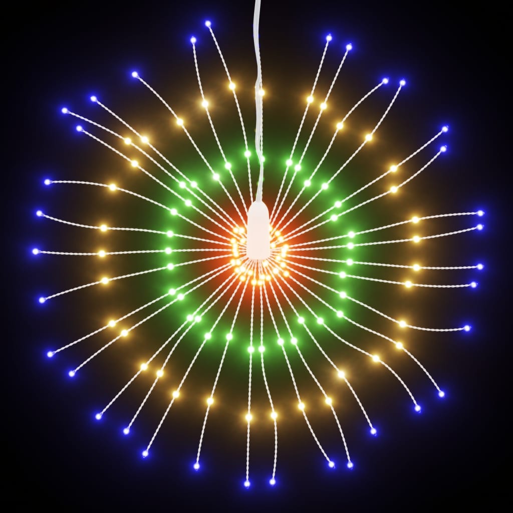 Kerstverlichting vuurwerk 8 st 140 meerkleurige LED's 17 cm