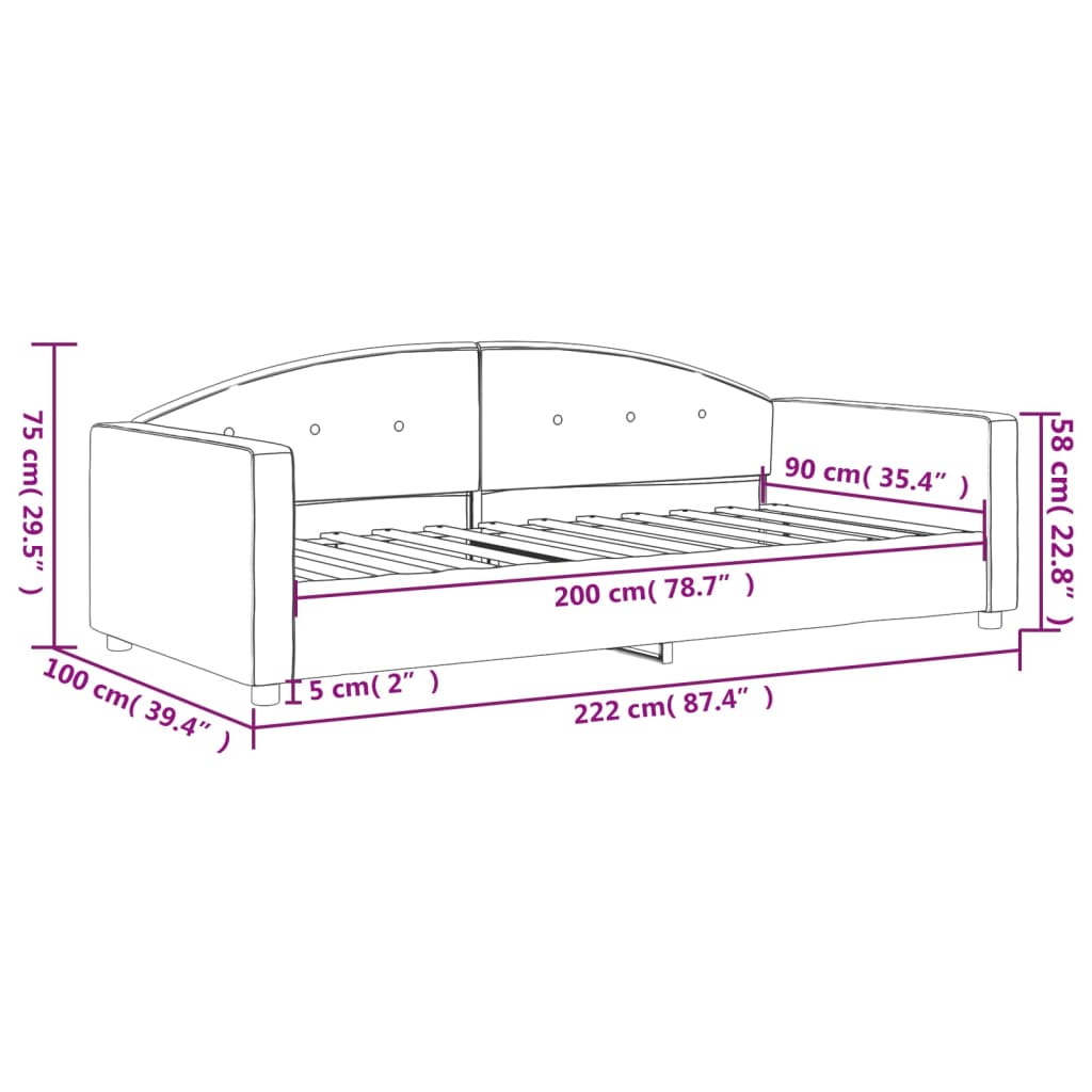 Slaapbank 90X200 Cm Fluweel Lichtgrijs zonder matras