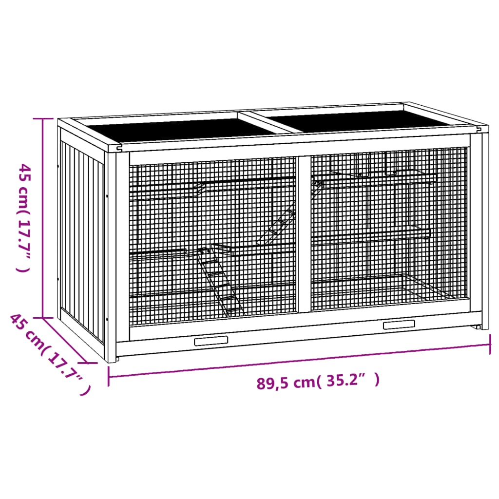 Hamsterkooi 89,5X45X45 Cm Massief Vurenhout 89.5 x 45 x 45 cm