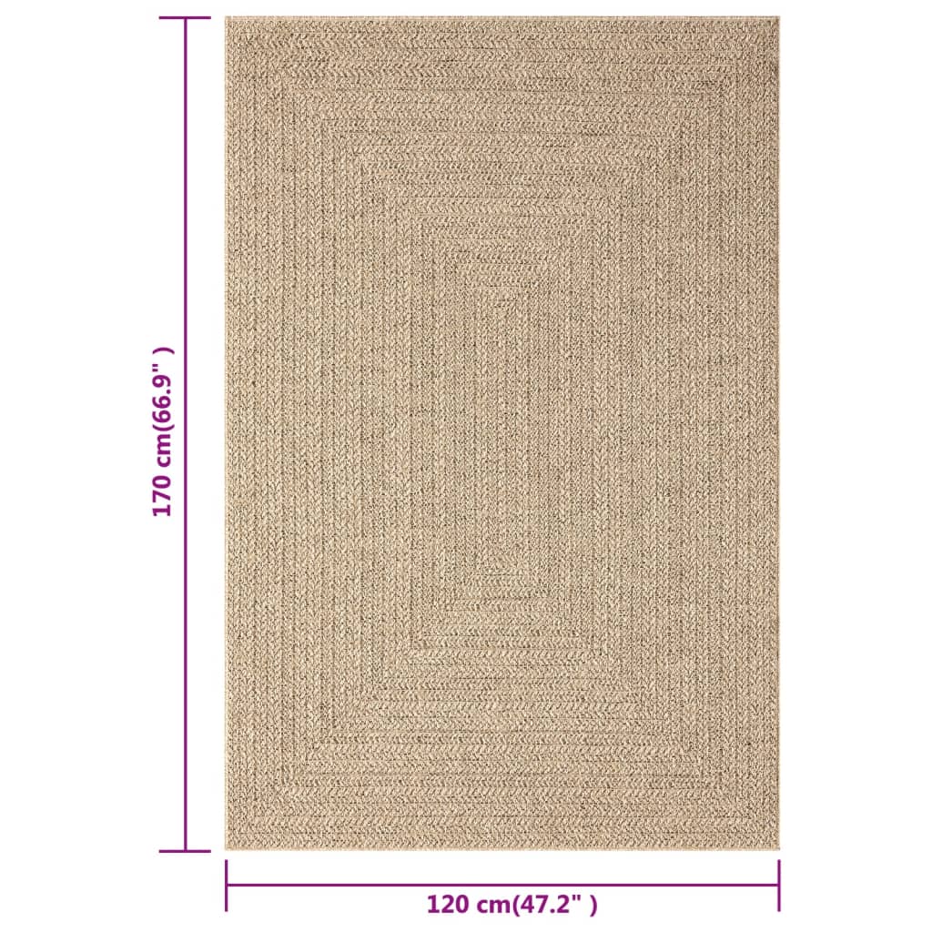 Vloerkleed 120X170 Cm Voor Binnen En Buiten Jute Look 120 x 170 cm Rechthoekig