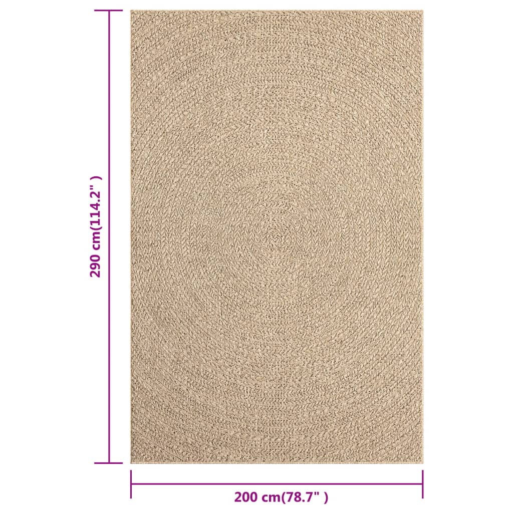 Vloerkleed 200X290 Cm Voor Binnen En Buiten Jute Look 200 x 290 cm Rond