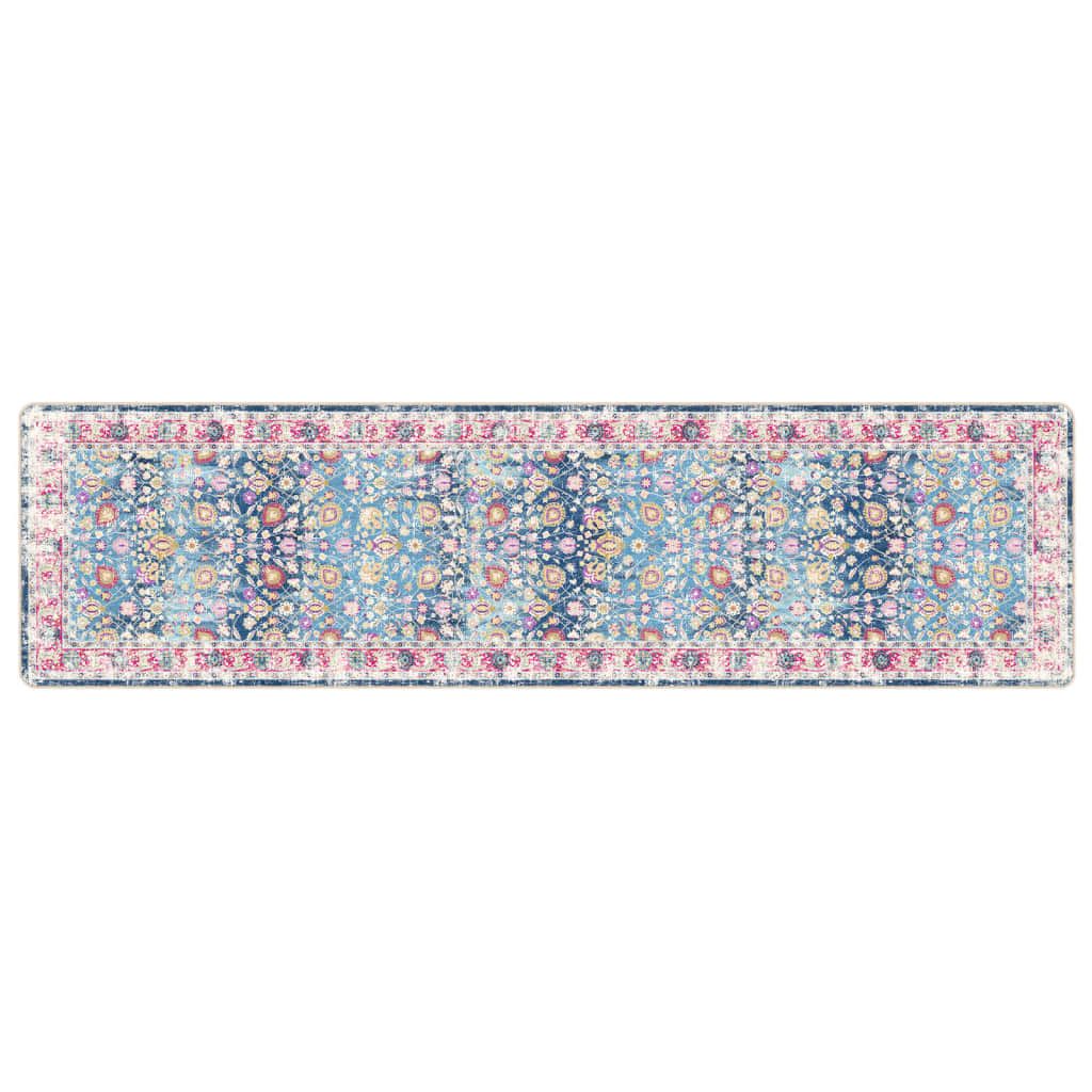 Vloerkleed Wasbaar Anti-Slip 80X300 Cm Meerkleurig blue and pink 80 x 300 cm