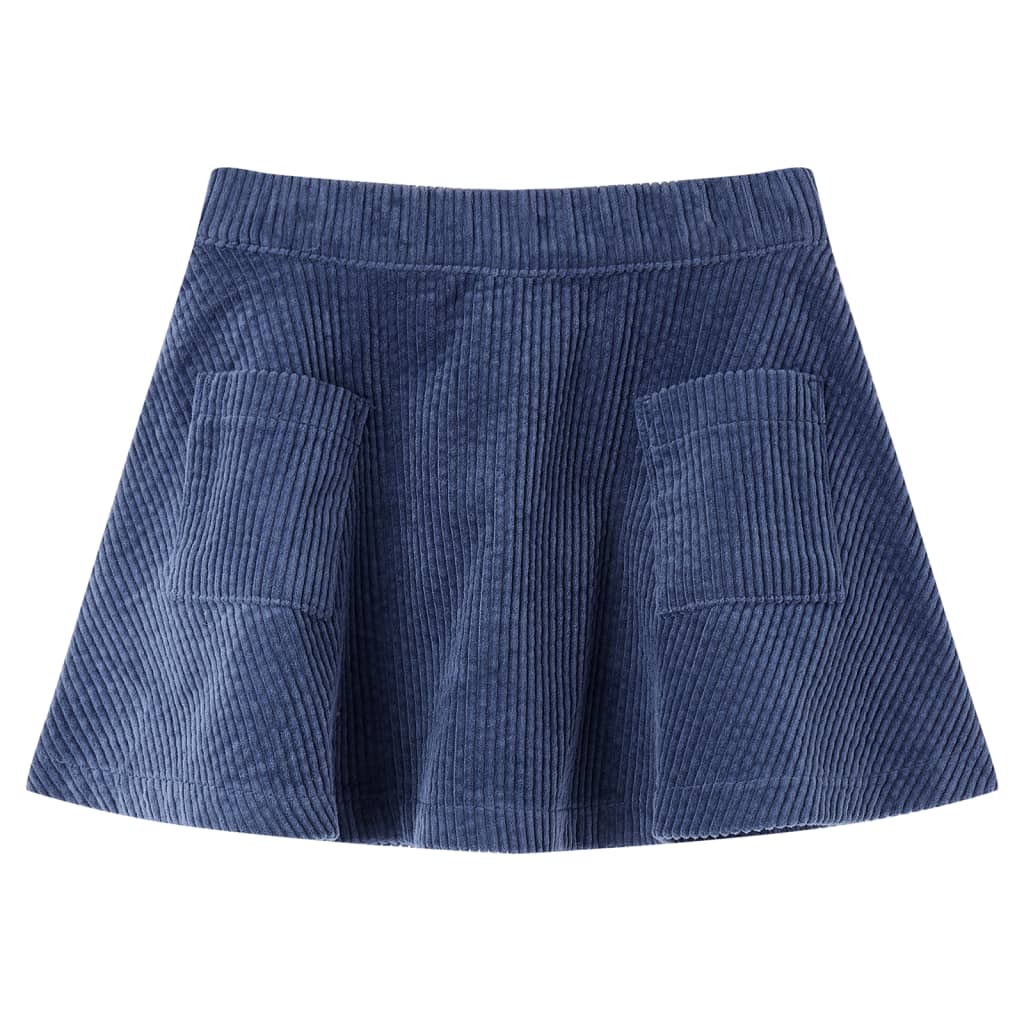 Kinderrok met zakken ribfluweel 116 marineblauw