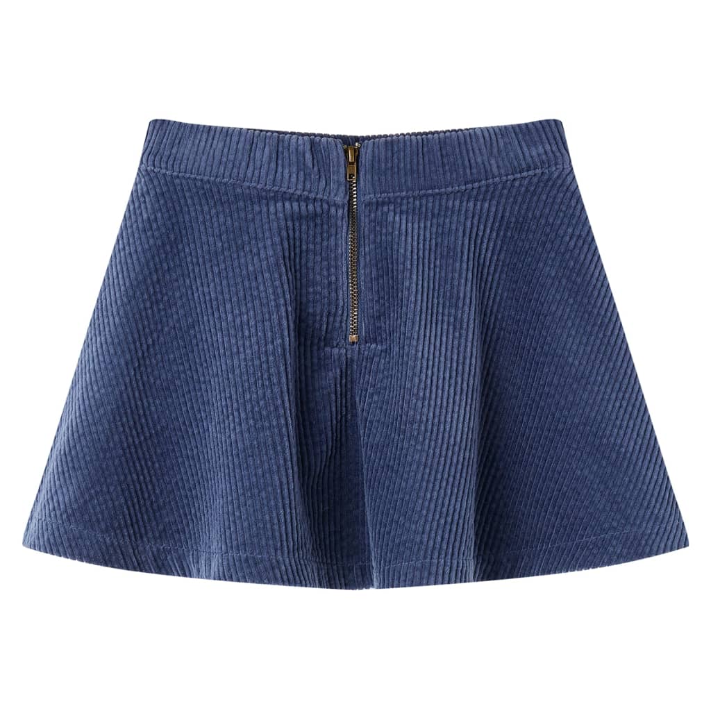 Kinderrok met zakken ribfluweel 116 marineblauw