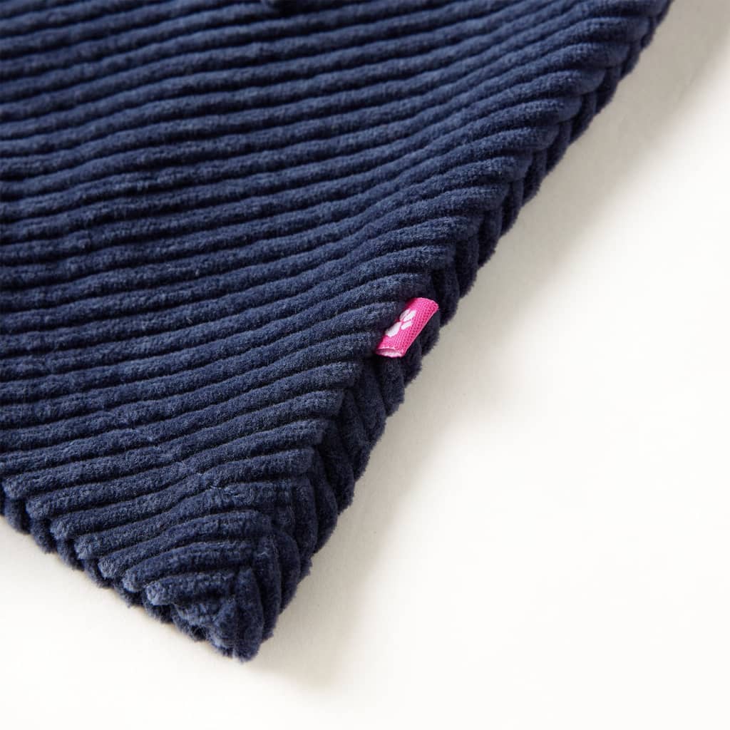 Kinderrok met zakken ribfluweel 116 marineblauw