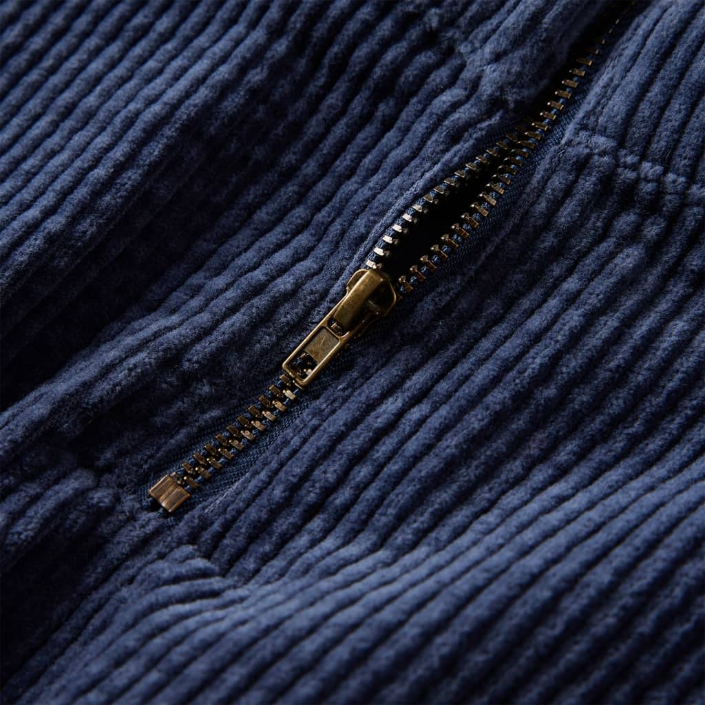 Kinderrok met zakken ribfluweel 116 marineblauw
