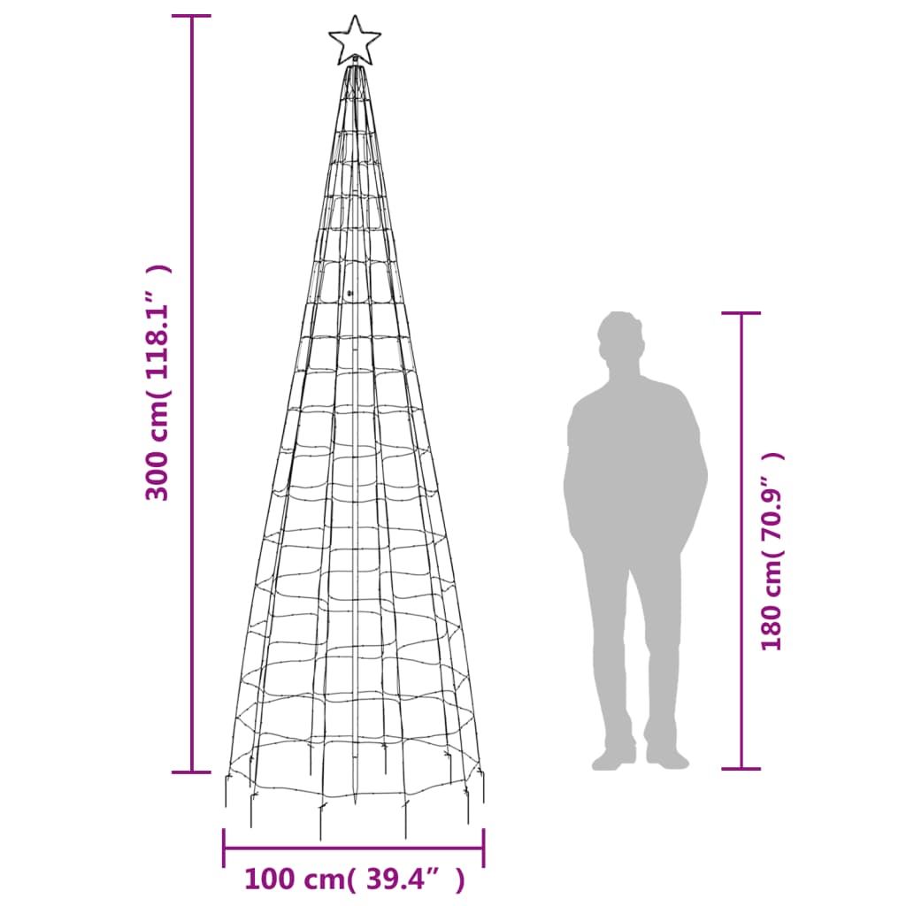 Lichtkegel met grondpinnen 570 warmwitte LED's 300 cm