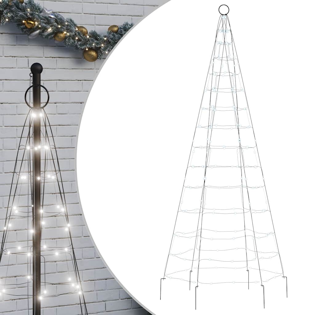 LED-kerstboom aan vlaggenmast 200 LED's koud wit 180 cm