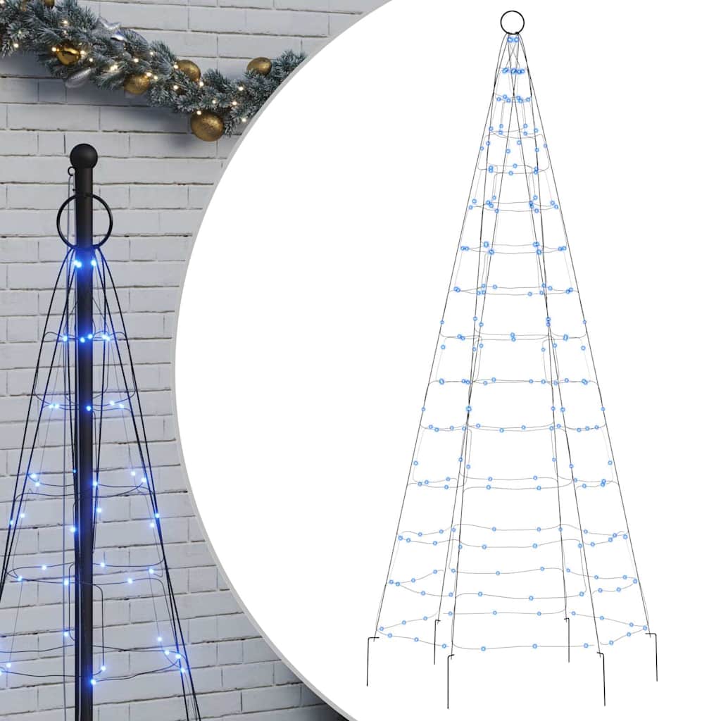 LED-kerstboom aan vlaggenmast 200 LED's 180 cm blauw