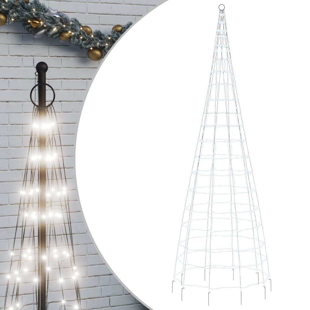 LED-kerstboom aan vlaggenmast 550 LEDs koud wit 300 cm