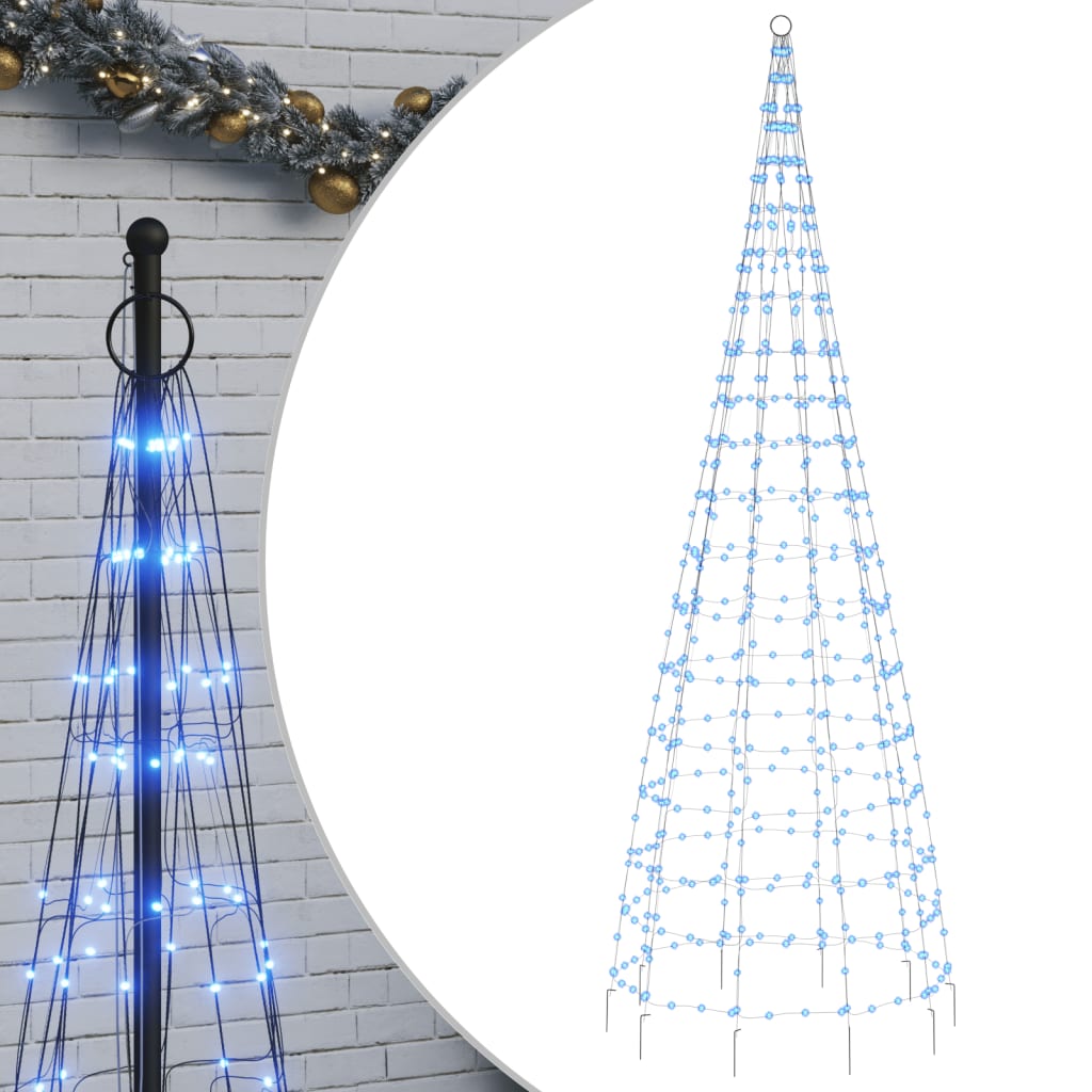 LED-kerstboom aan vlaggenmast 550 LED's 300 cm blauw