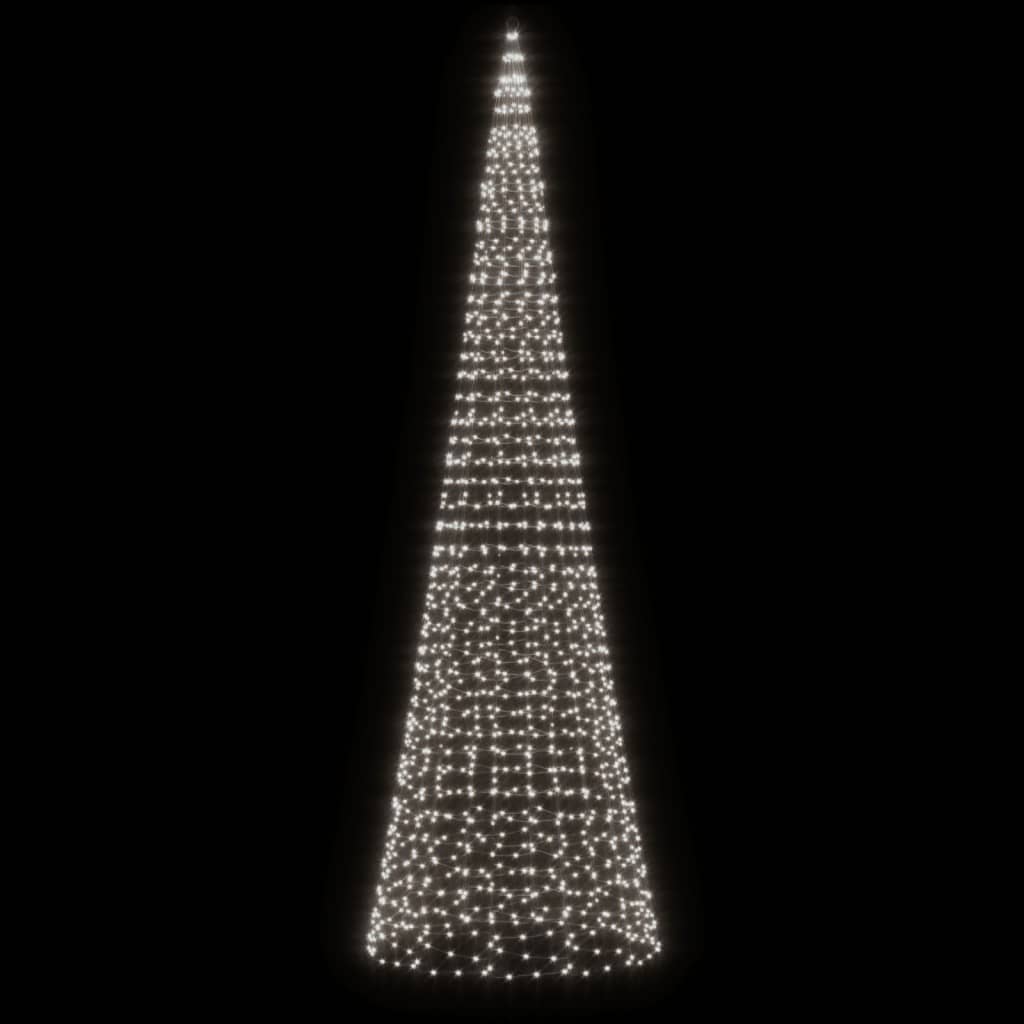 LED-kerstboom aan vlaggenmast 1534 LEDs koud wit 500 cm